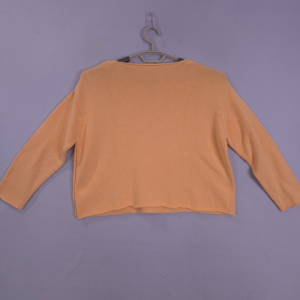 J Jill Sweater Womens Orange Small Long Sleeve Cropped Side Button Pullover - Picture 2 of 16